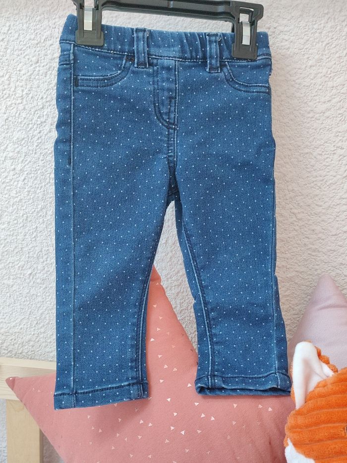 Pantalon en jean - A pois - 12 mois - Proche du neuf - Pat et Ripaton - photo numéro 3