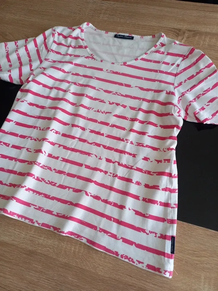 Tee-shirt blanc et rose Femme T.M/L - photo numéro 3
