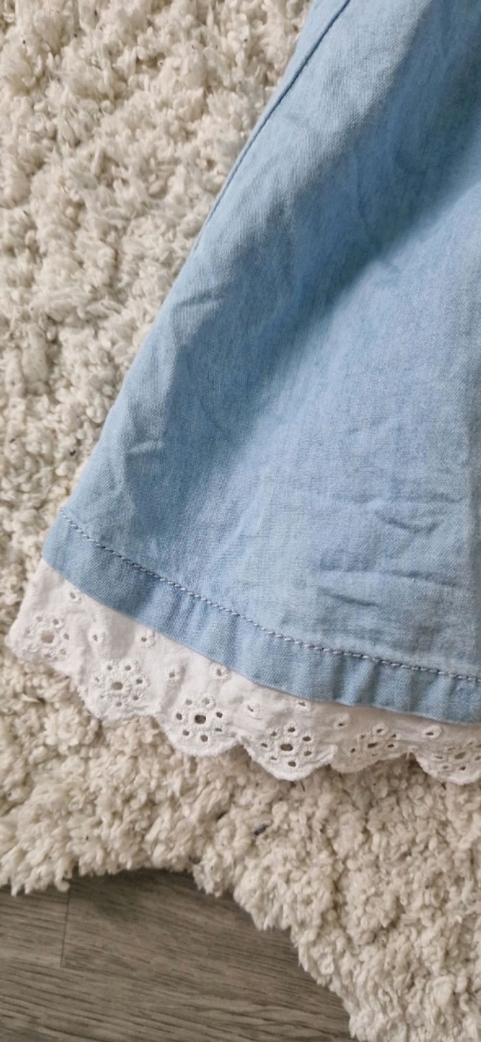 Robe bébé fille manches courtes style denim et dentelle - photo numéro 2