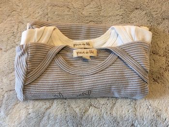 Lot de 2 bodys manches longues - Grain de blé - 3 mois
