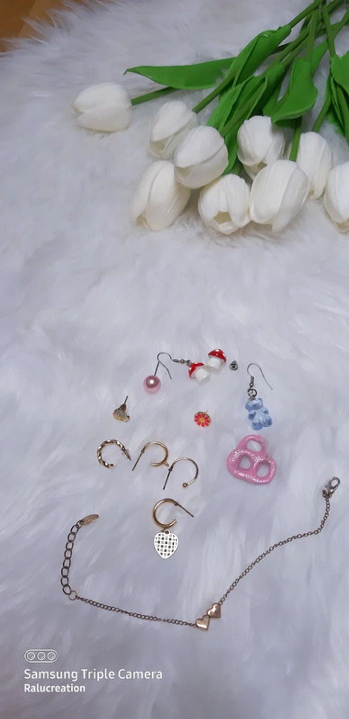 💟Lot accessoires bijoux boucles d'oreilles bracelet