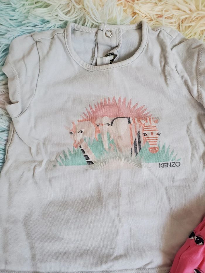 🌴 Ensemble fille marque kenzo t-shirt et pantalon réversible taille 12 mois - photo numéro 2