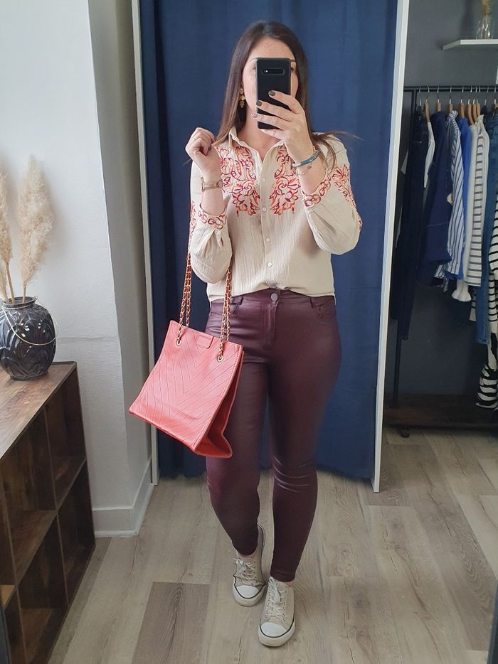 Pantalon simili cuir Séville prune Taille 42 - photo numéro 5