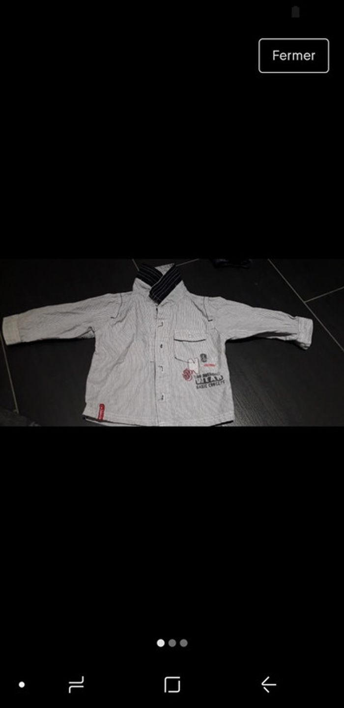 Chemise rayée à manches longues 6 mois