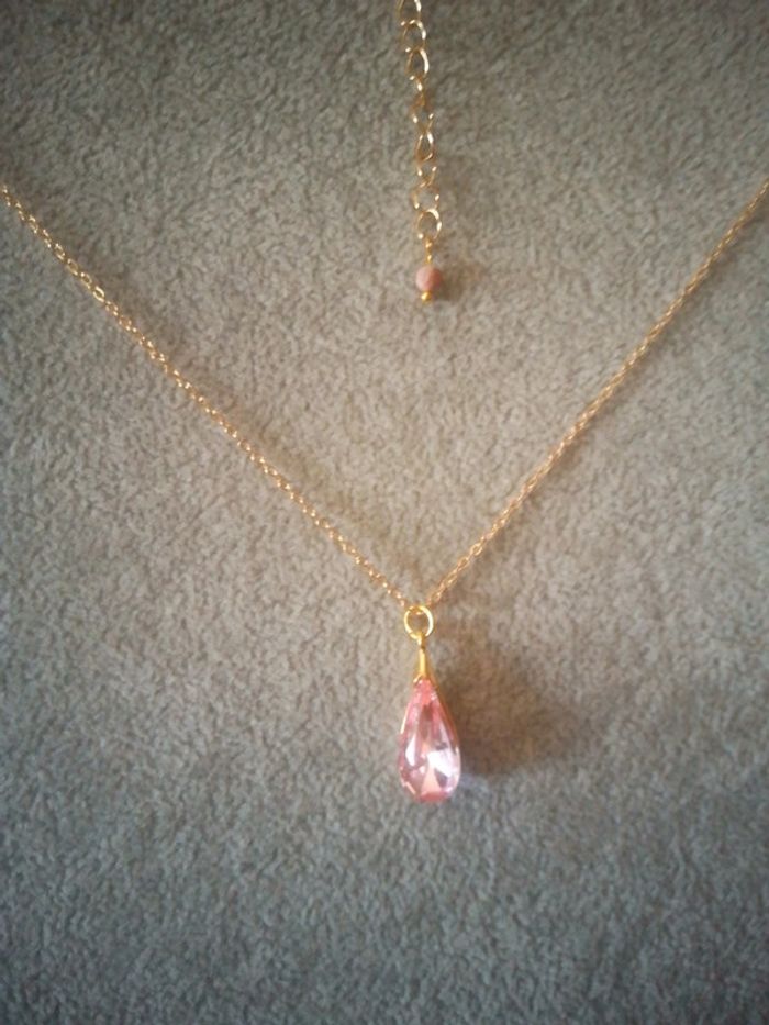 Collier grand zircon rose pâle - photo numéro 5