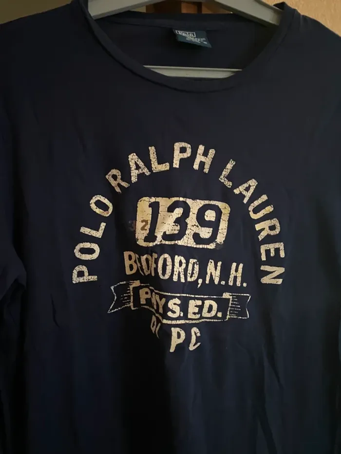 T-shirt manches longues Ralph Lauren bleu marine – Taille M – Très bon état 💙🐎 - photo numéro 3
