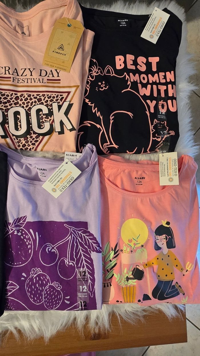 (Tous Neufs non portés) 🏷🥰🤩🩷 lot Tee-shirts MC 12 ans fille 🥰🤩🩷 - photo numéro 3