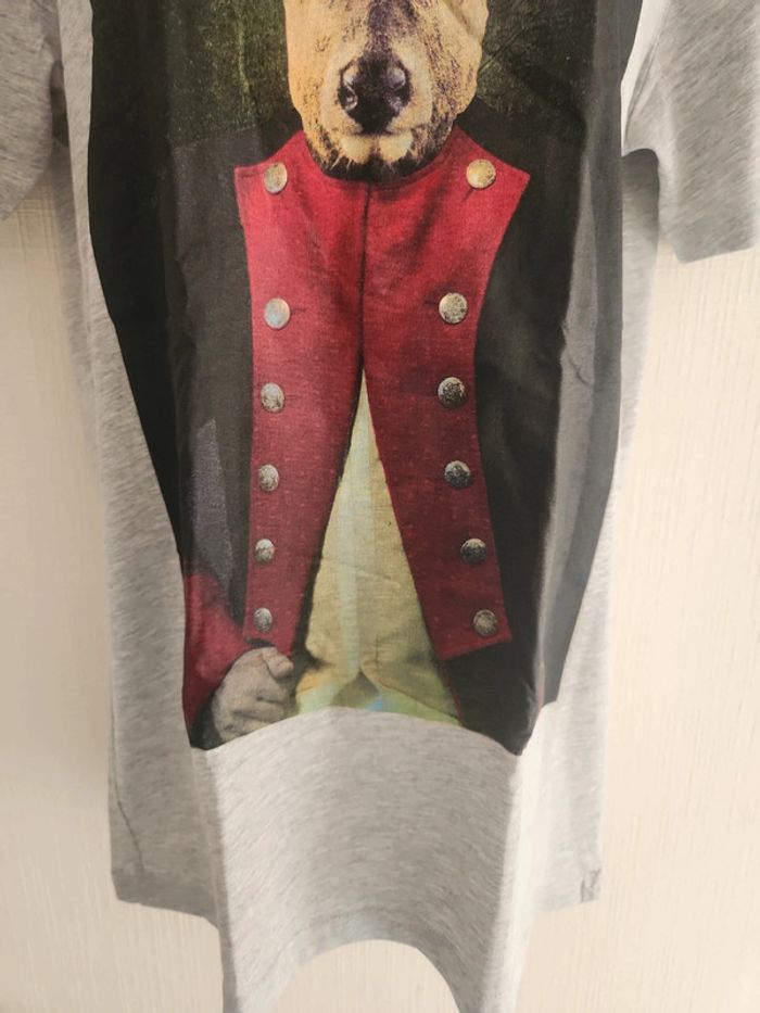 Tee-shirt gris motif cerf habillé XS neuf avec étiquette - photo numéro 6