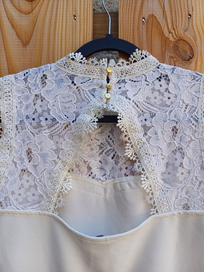 Joli haut en dentelle sans manches crème H&M - photo numéro 6