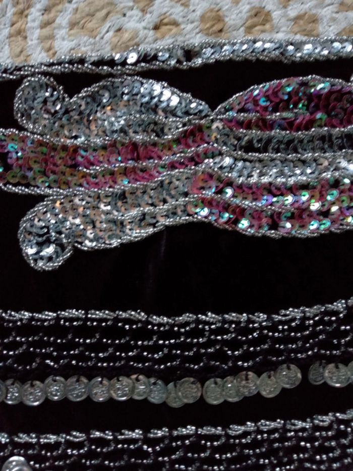 Foulard danse orientale velours luxe noir - photo numéro 2