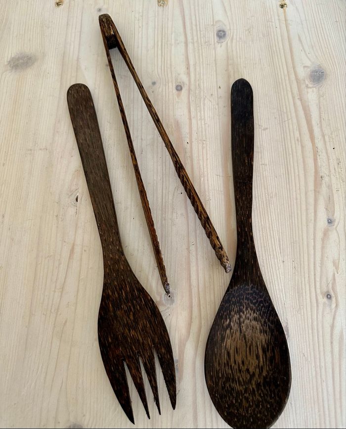 Lot de couvert à salade et pince en coco - photo numéro 5