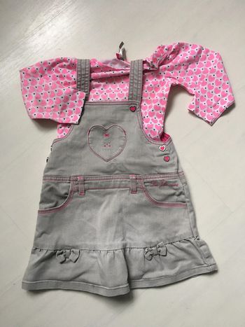 Robe salopette jean gris 2 ans