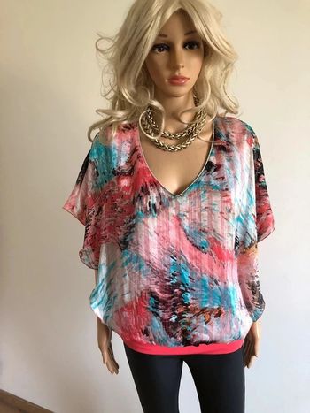 Blouse imprimée à manches courtes Jacqueline Riu taille 38 jamais portée