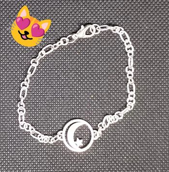 Bracelet argenté lune étoile
