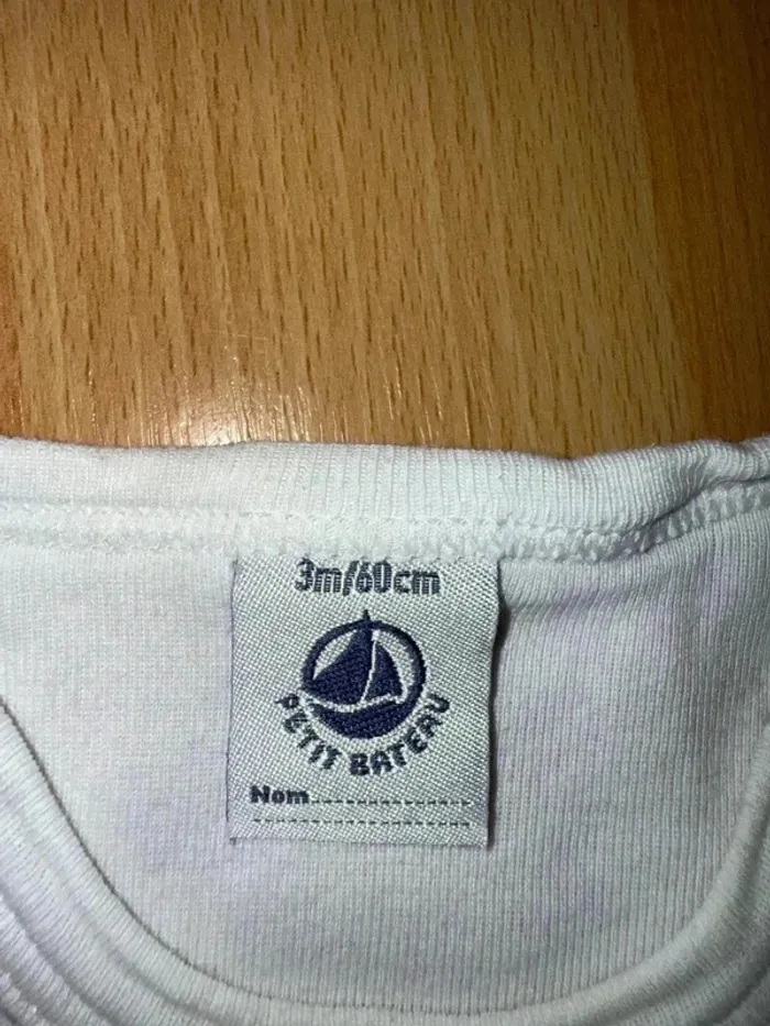 T-shirt Petit Bateau 3 mois (60 cm) - Blanc - Comme neuf - photo numéro 2