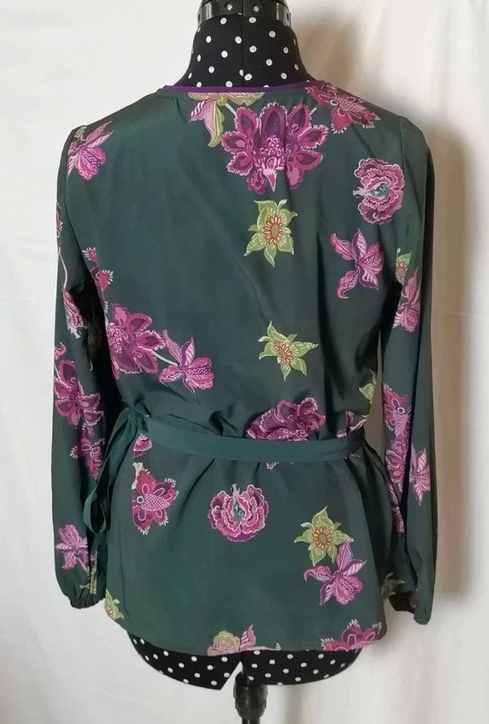 Top haut cache-coeur vert bouteille violet B.Young - photo numéro 8