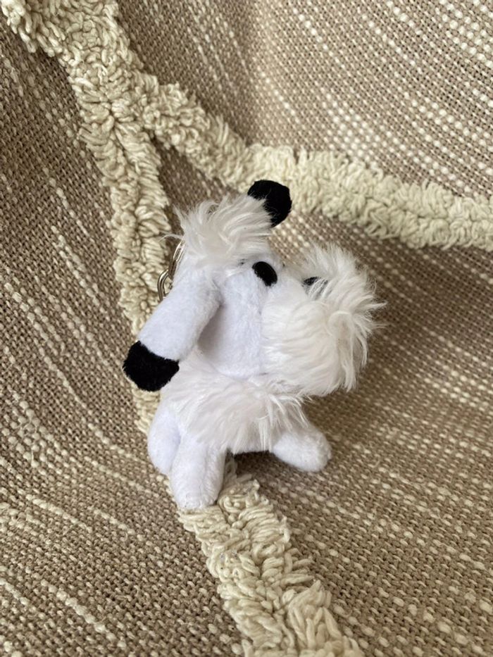 Peluche doudou porte clé 10cm Astérix et obelix idefix chien blanc très bon état - photo numéro 2