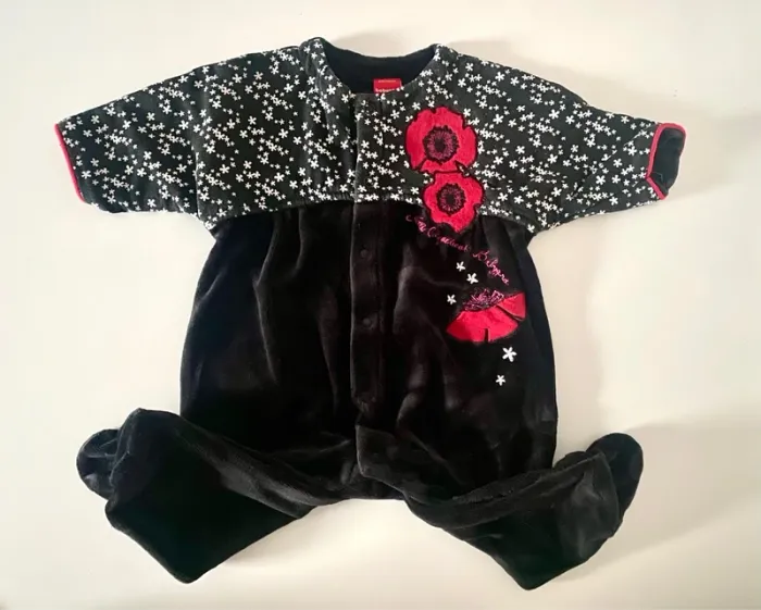 Pyjama velours hiver ouverture devant Babygro taille 3 mois comme neuf - photo numéro 5