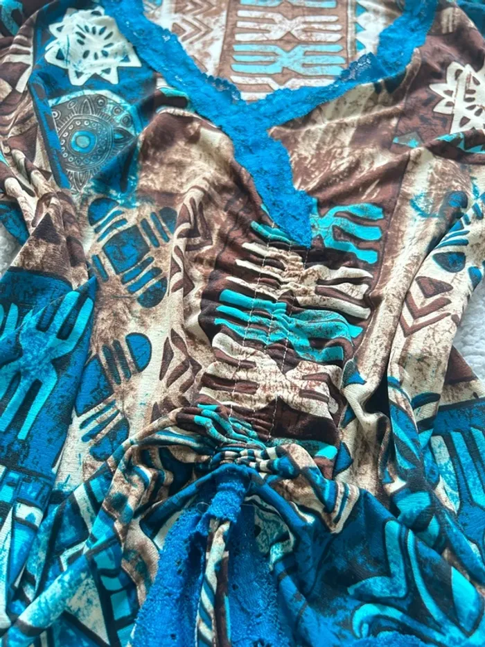 Haut vintage bleu à lacets taille S - photo numéro 4