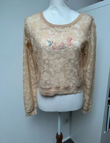Haut blouse dentelle beige femme 36 ou S