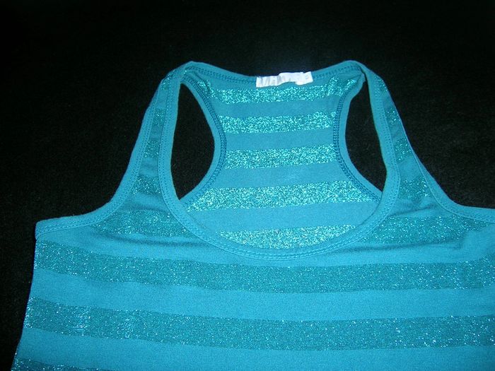 Débardeur extensible long vert rayures brillantes "MIM" T.1 - photo numéro 2