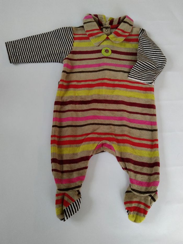 pyjama velours rayé multicolore catimini fille 3 mois