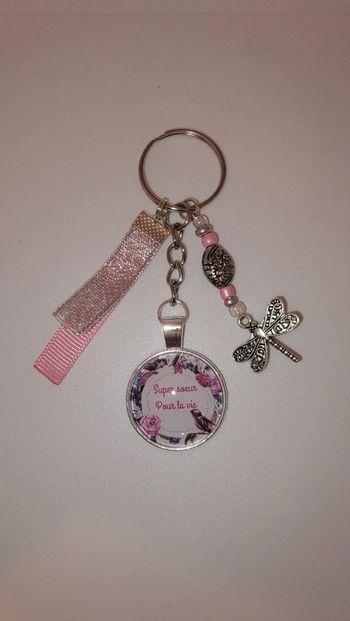 Cadeau sœur, porte clé message bijoux de sac " super soeur pour la vie "