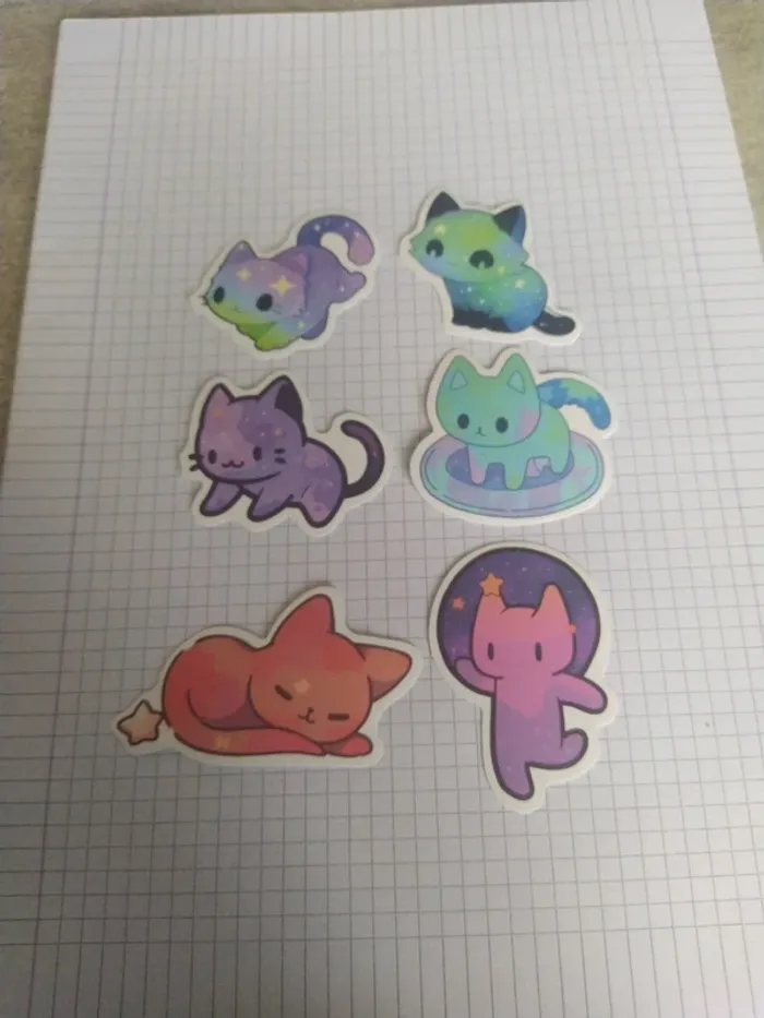 Autocollants thème chat galaxie (lot F)