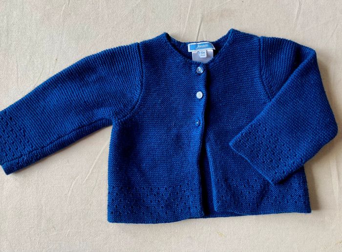 Gilet bleu roi Jacadi 12 mois avec laine