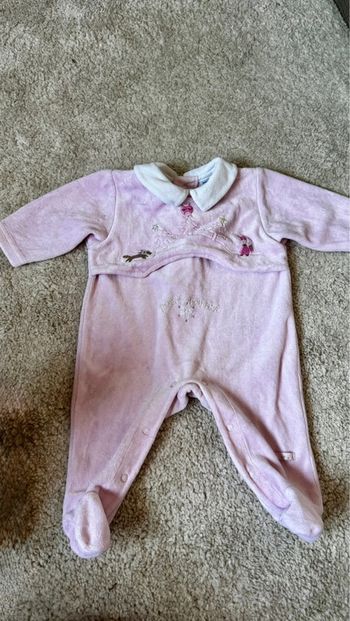 Pyjama velours rose Absorba – 3 mois
