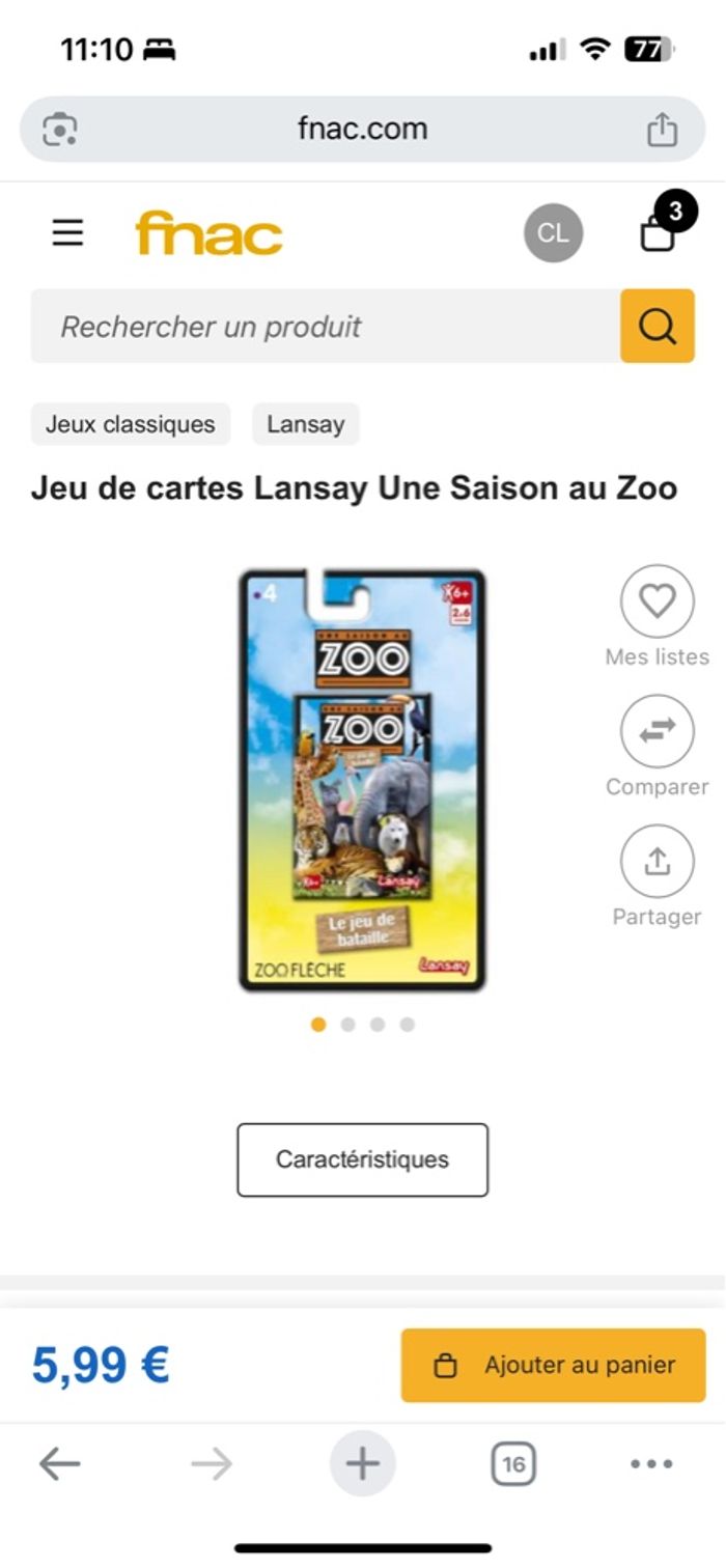 Jeu de bataille Une saison au Zoo - photo numéro 3
