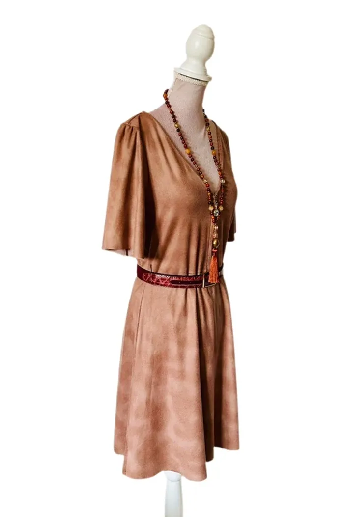 🧡🍁Robe automnale suédine bohème chic L/40 Suede-effect Boho dress🍁🧡 - photo numéro 3