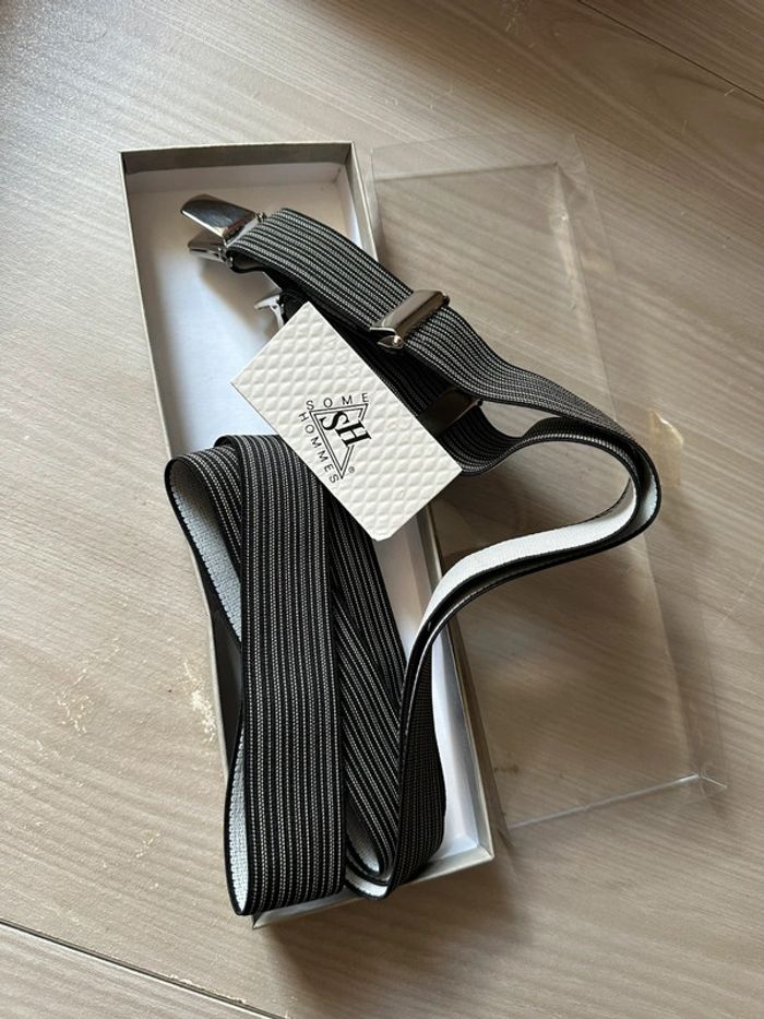 Bretelles Rayées Noir et Gris Homme