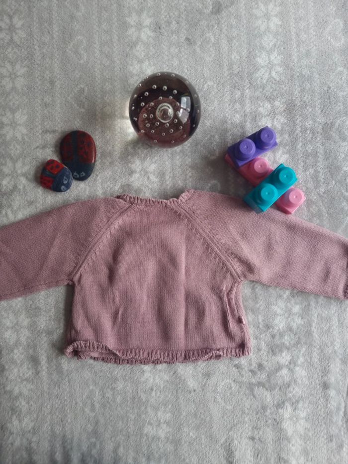 Gilet rose cache-coeur manches longues - photo numéro 2