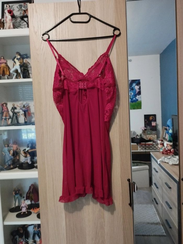 Ensemble nuisette + culotte rouge dentelle neuf - Taille XL 42 - photo numéro 5