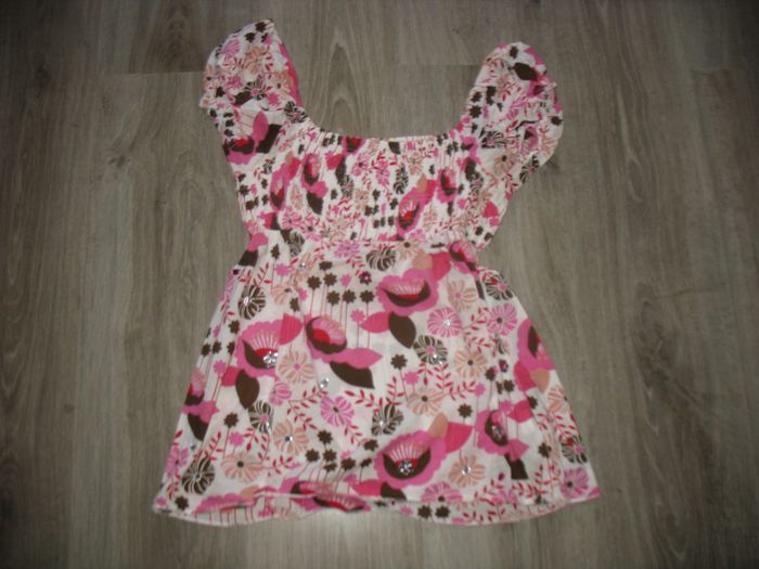 BLOUSE MC BLANC A FLEURS "MIM" - TAILLE 38 / 40 - n°01 - photo numéro 2