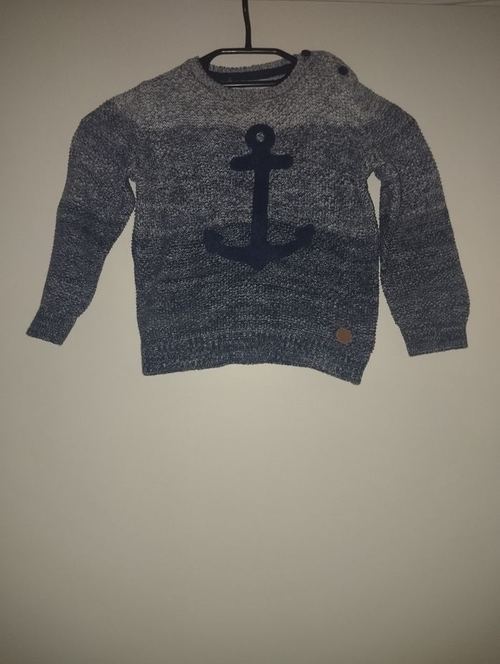 Pull creeks bleu chinée taille 24 mois
