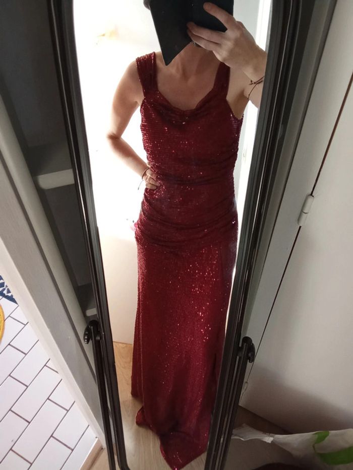 Robe gala sexy et elegant - Rouge strass - photo numéro 4