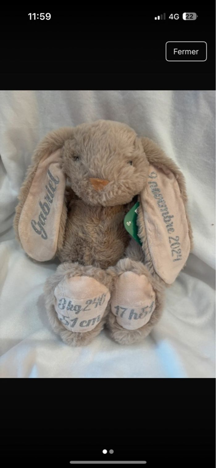 Lapin peluche personnalisé