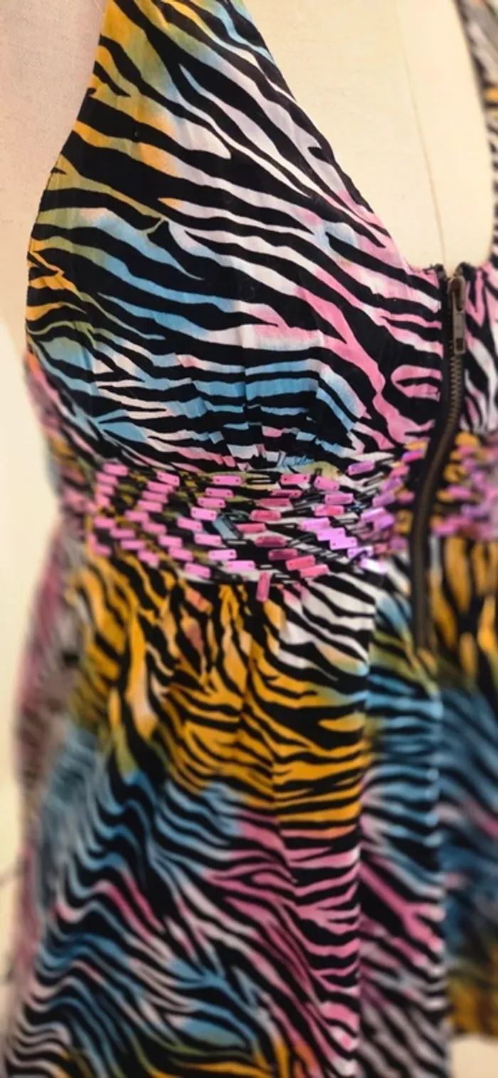 Top dos nu imprimé zèbre multicolore – Jennyfer – Taille M - photo numéro 5