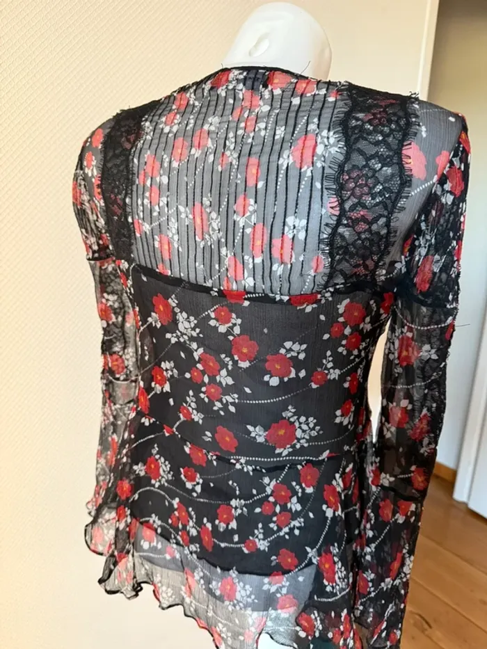 Chemiser taille XS the kooples en bon état noir et rouge - photo numéro 6