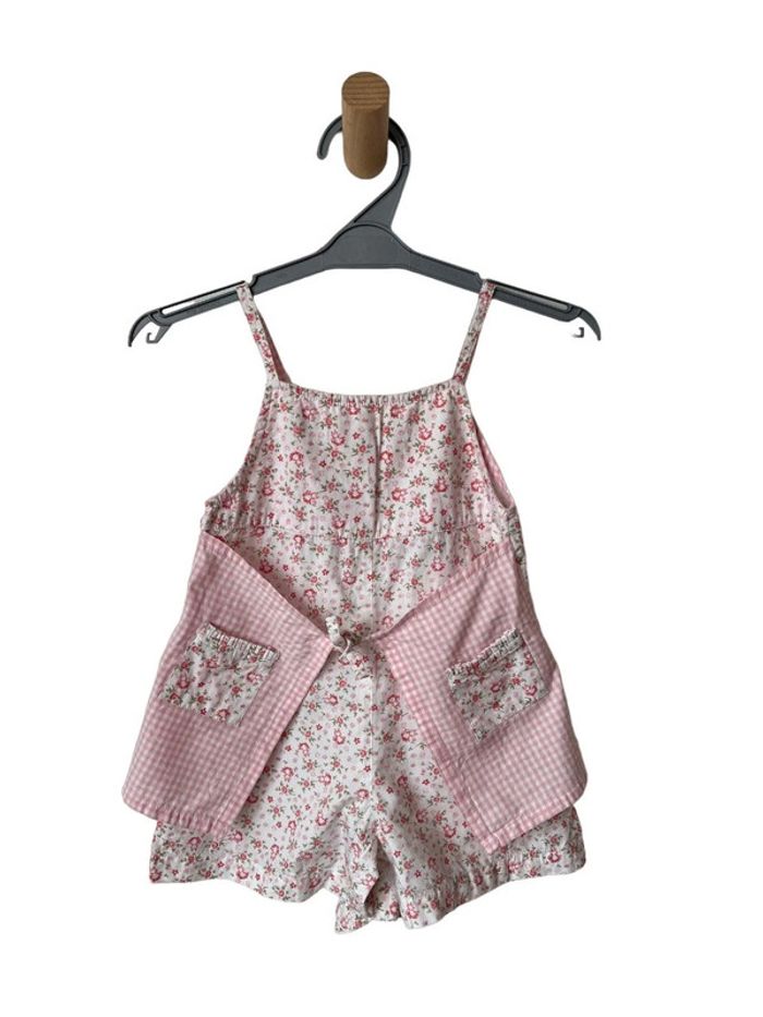 Combishort à bretelles motifs fleurs et carreaux roses - Kiabi 6 mois (67cm)