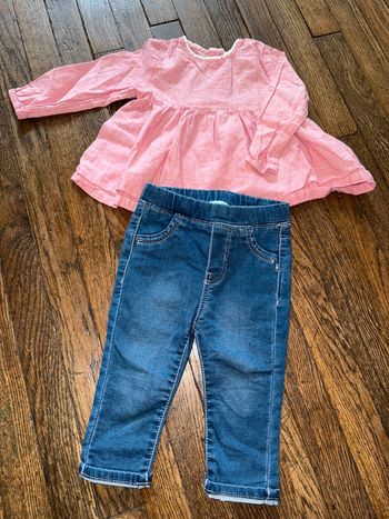 Blouse Bout’chou et jeans obaibi 12 mois