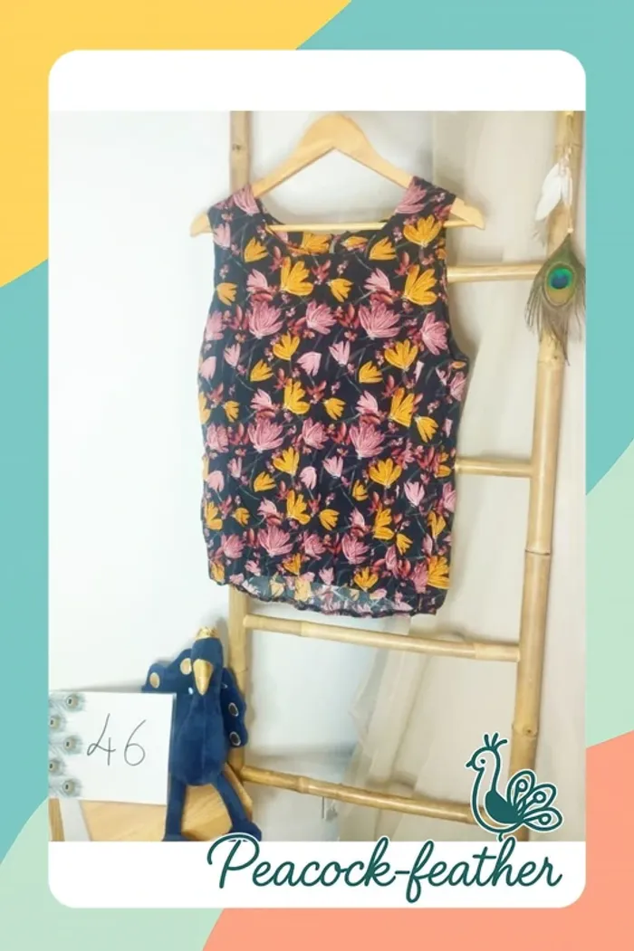 Haut débardeur fleuri noir 46