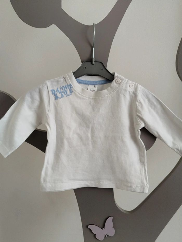 Tee-shirt manches longues blanc Baby Club taille 3 mois