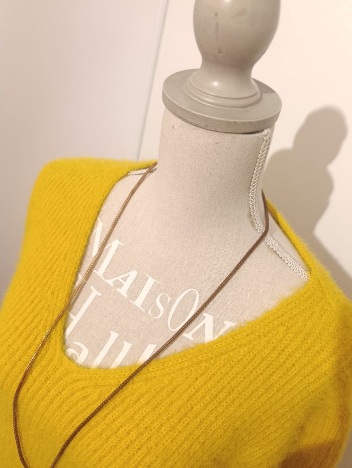 Pull col V jaune T M - photo numéro 2