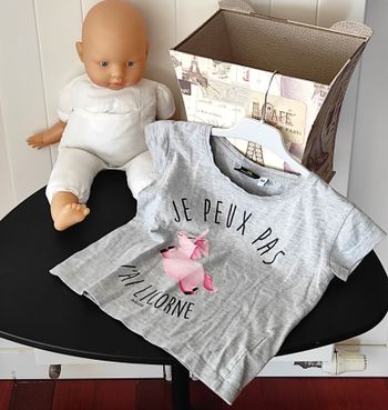 T-shirt crop top fille 8 ans – motif texte & licorne 