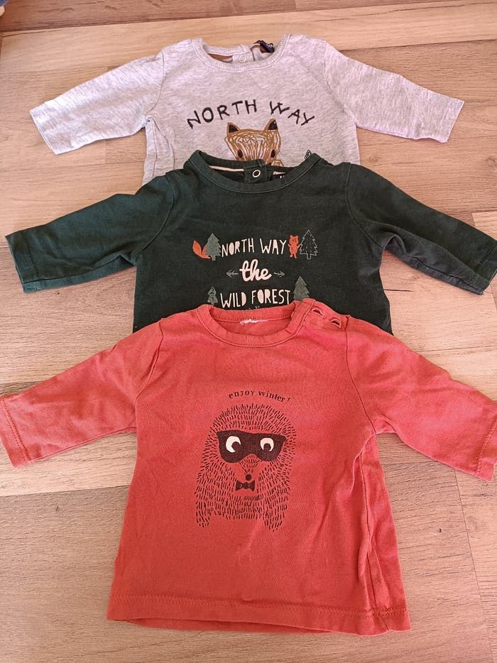 Lot t-shirt manche longues 1 mois