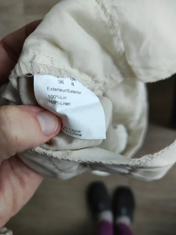 Pantalon crème lin - photo numéro 4