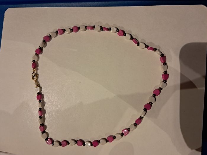 Collier cœur blan et rose